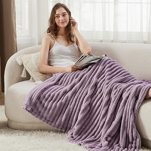 Soft Twin Blanket for Bed Decor Gifts Light Purple 60"x80"