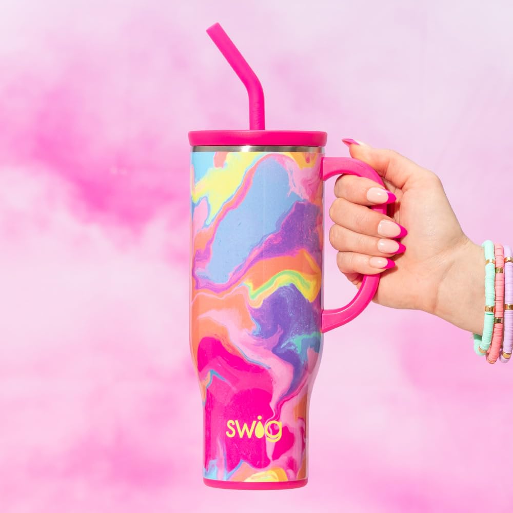 30oz Insulated Mega Mug with Handle & Straw