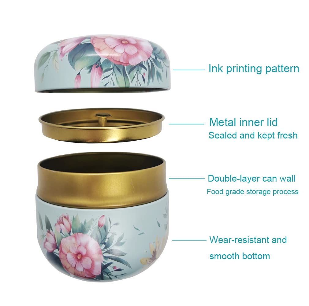 12 Pack Empty Tea Tin Can Candle Containers Loose Tea Tin Box With Lid Sealed Jar Scented Tea Storage Metal Coffee Candy Cans Gift Storage Jewelry Boxes Round Can (12 Count)