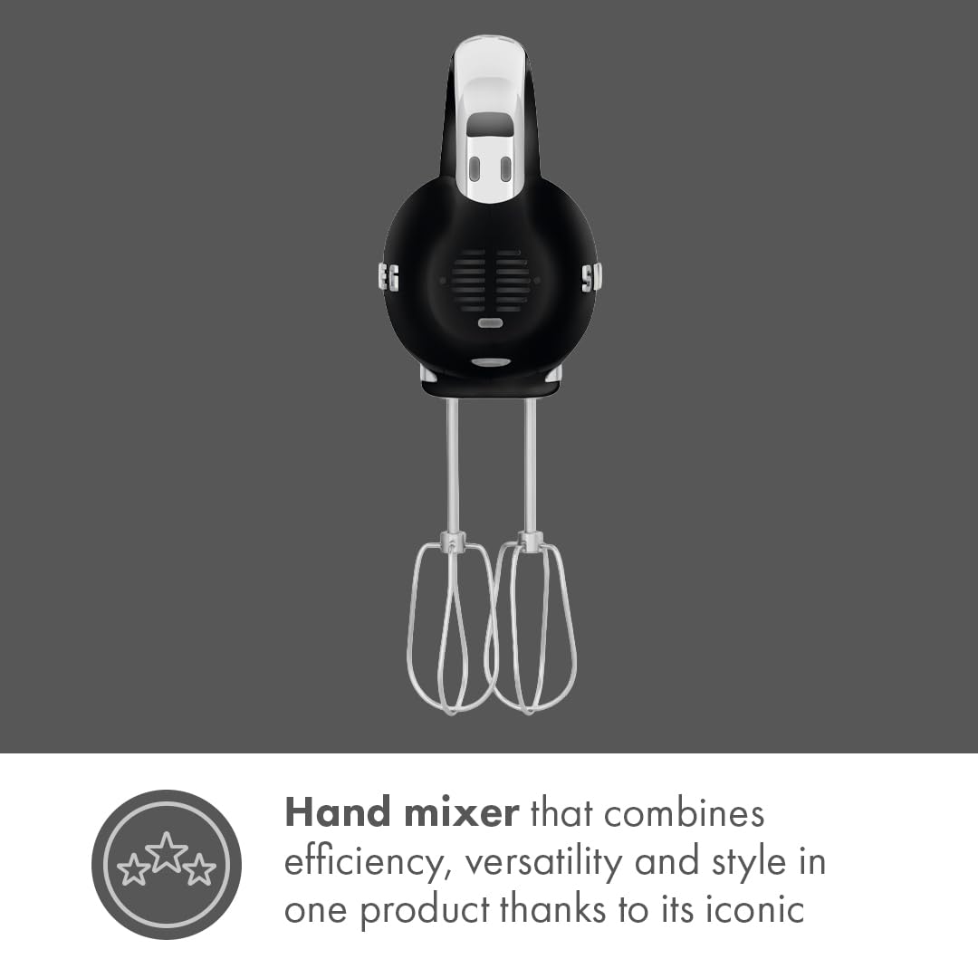 Black 50's Retro Style Electric Hand Mixer with Set of Beaters
