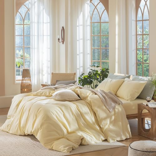 Duvet Cover Set 100% Washed Cotton Linen Like Twin (2 Count)