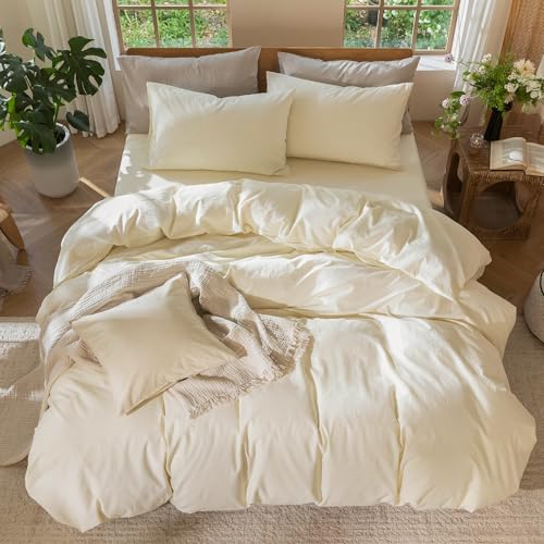 Duvet Cover Set 100% Washed Cotton Linen Like Super King Plus