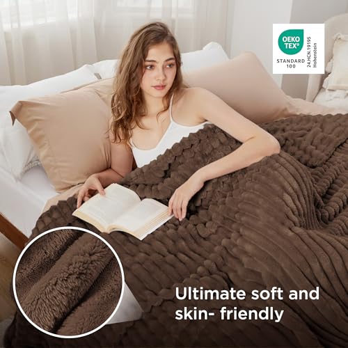 Soft King Size Blankets for Bed Brown 108"x90"