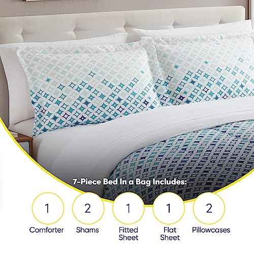 7 Piece Comforter Set Bag Solid Color All Season Soft Down Alternative Blanket & Luxurious Microfiber Bed Sheets