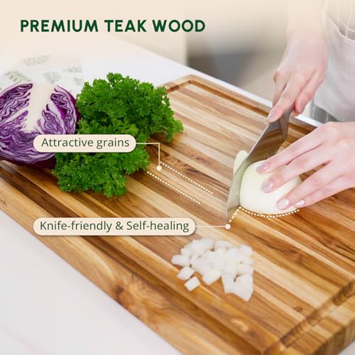 Teak Wood Cutting Board with Juice Groove