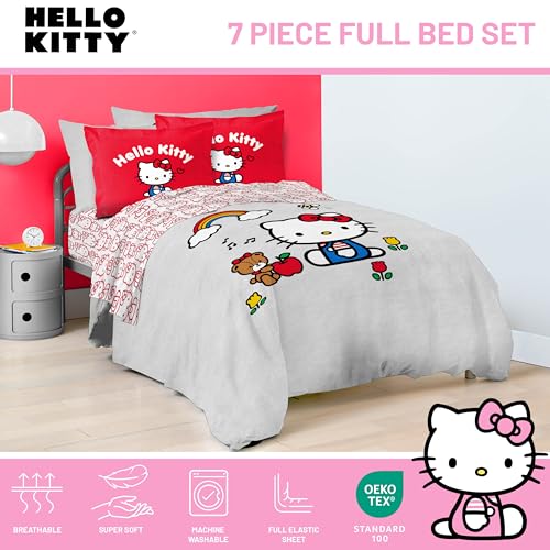 Sanrio Hello Kitty Full Comforter Set 7 Piece Bedding for Girls