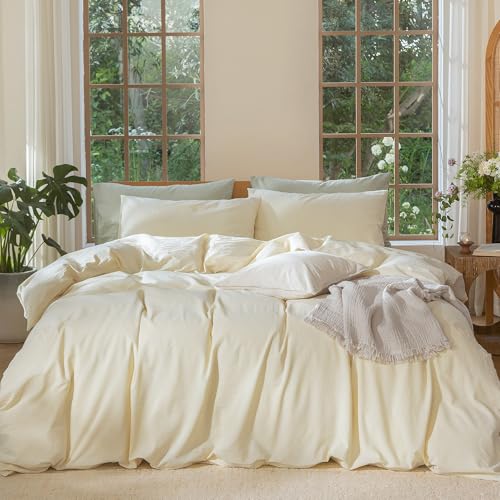 Duvet Cover Set 100% Washed Cotton Linen Like Oversized King