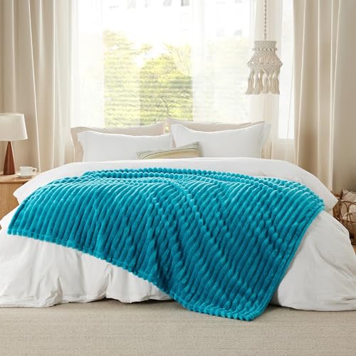 Soft Twin Blanket for Bed Decor Gifts Teal 60"x80"