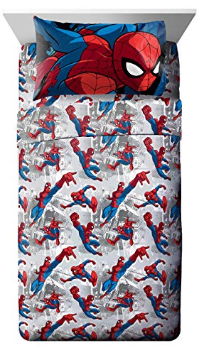 Marvel Spiderman Twin Comforter Set 4 Piece Kids Bedding for Boys