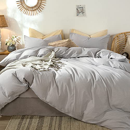 Duvet Cover Set 100% Washed Cotton Linen Like Twin
