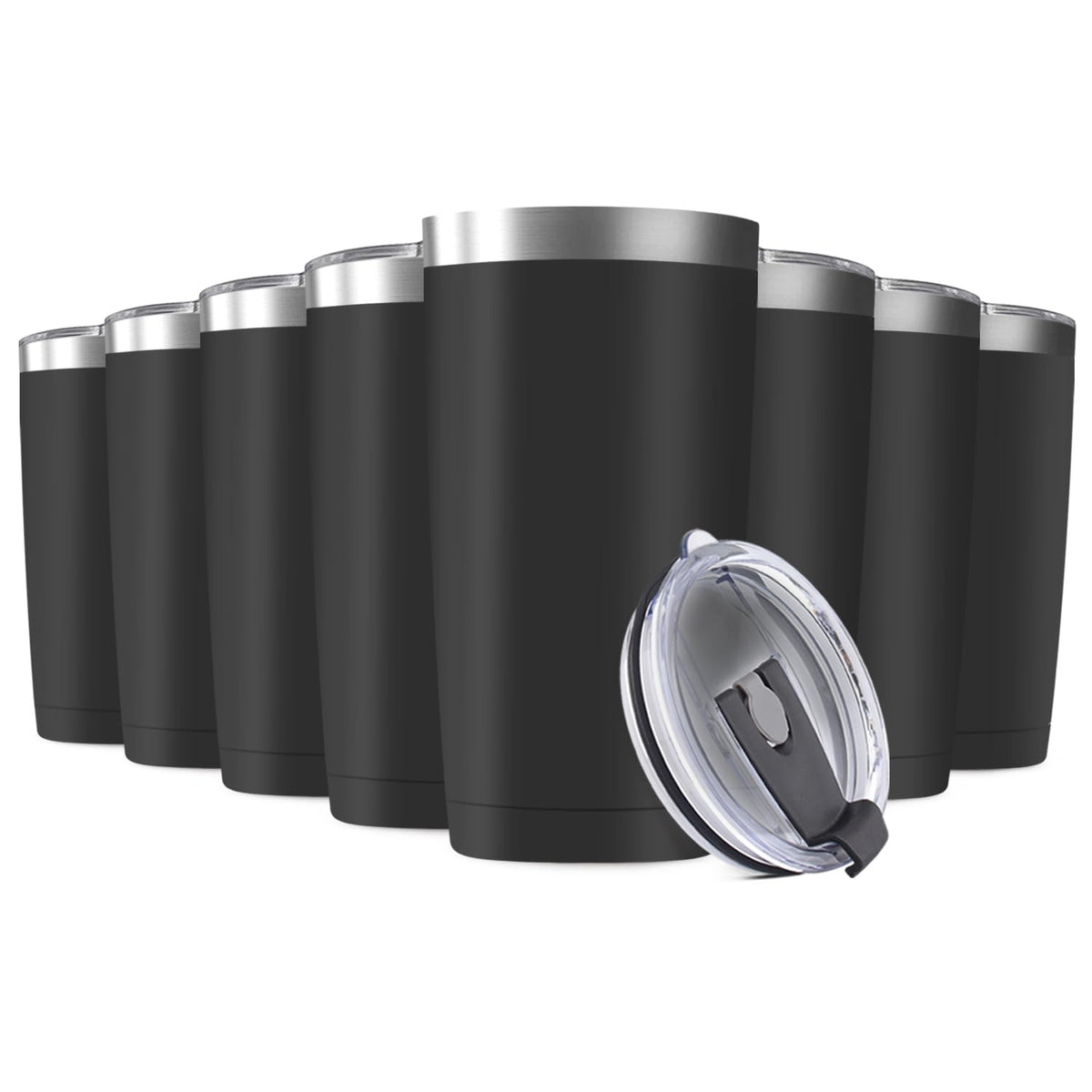 8 Pack 20oz Tumbler Vacuum Insulated Travel Mug with Lids (8 Count)