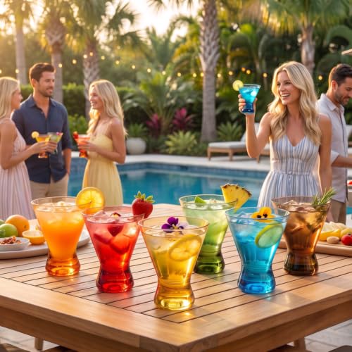 13 Ounce Colorful Pastel Plastic Stemless Martini Glasses