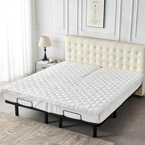 Waterproof Half Split Top King Mattress Protector Pad for Adjustable Bed