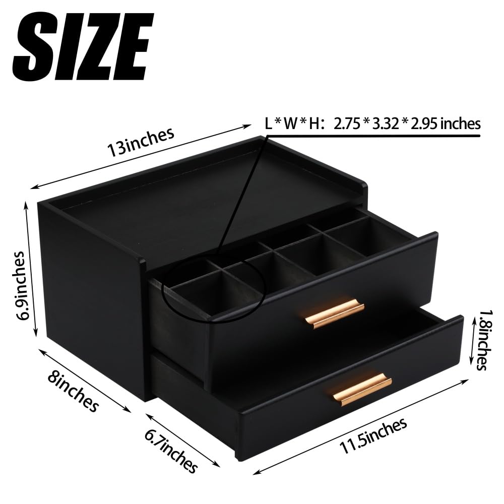 Tea Organizers with Drawer Wooden Tea Box
