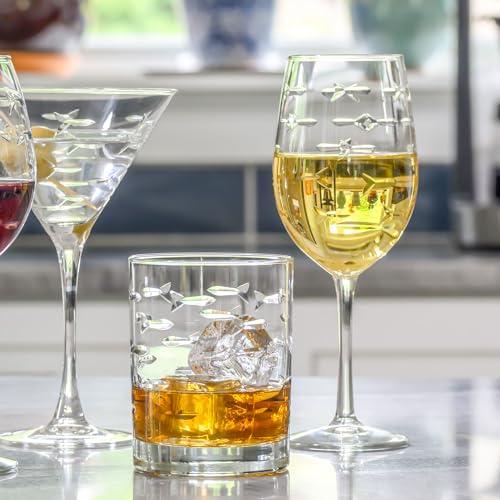 School of Fish 13oz Double Old Fashioned Glass (4 Count)