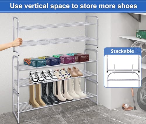 2 Tier Long Shoe Rack for Closet Shoe Organizer for Entryway