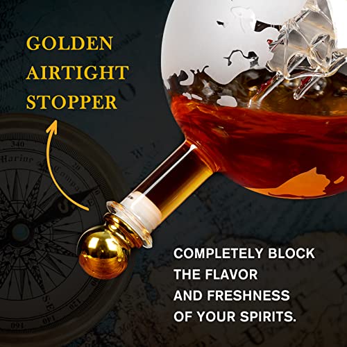 Globe Whiskey Decanter Set with 4 Glasses 850ml
