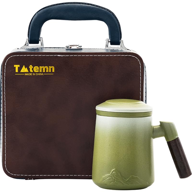 12oz Wood Handle Tea Mug with Infuser Lid