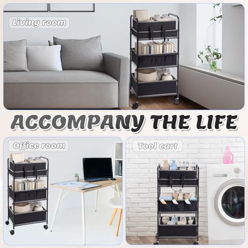 2in1 Baby Diaper Caddy Organizer Cart 3 Tier Large Capacity Metal Utility Bedside Rolling Cart with Divider Newborn Registry Nursery Essential Must Have Crib Bedroom Baby Shower (2 Count)
