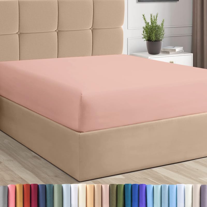Twin Cotton Fitted Sheet 400 Thread Count Misty Rose