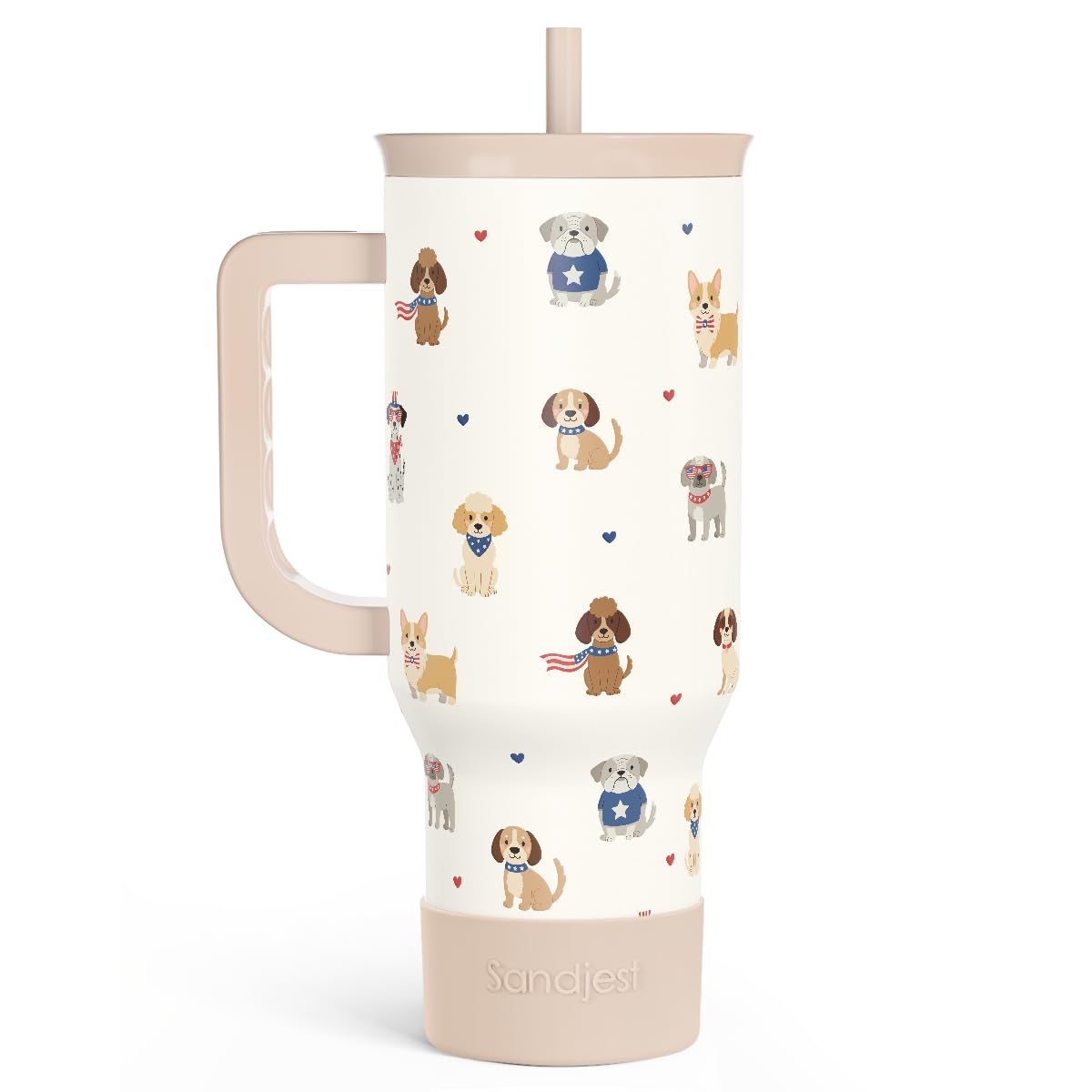 Dogs 40oz Tumbler with Handle and Straw