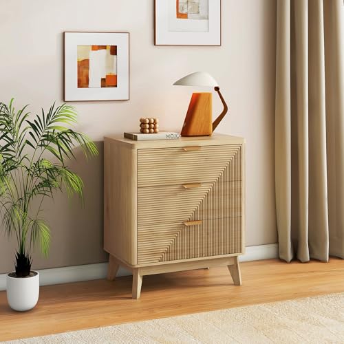 3 Drawer Fluted Nightstand