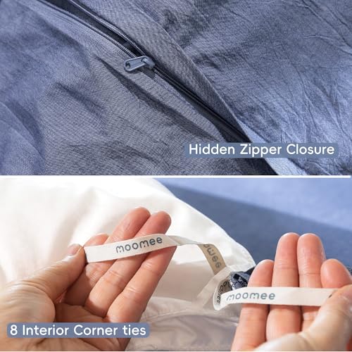 Duvet Cover Set 100% Washed Cotton Linen Like Super King
