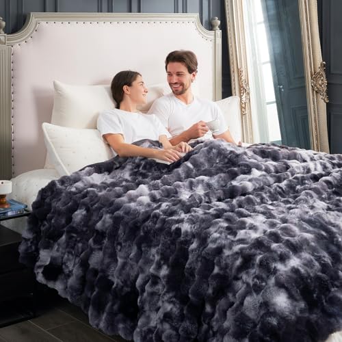 Faux Fur Throw Blanket for Bed King Size