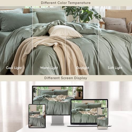 Duvet Cover Set 100% Washed Cotton Linen Like Super King (3 Piece Set)