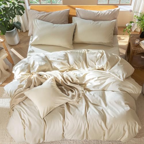 Duvet Cover Set 100% Washed Cotton Linen Like Twin (2 Count)