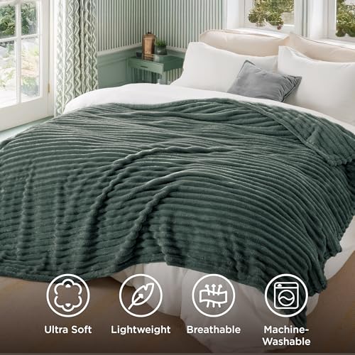 Soft King Size Blankets for Bed Mallard Green 108"x90"