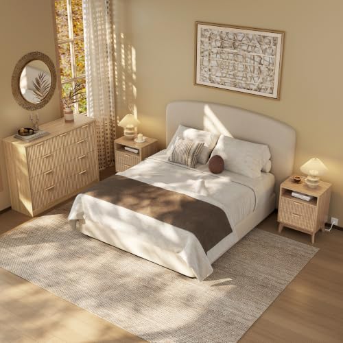 Fluted Nightstand with Charging Station