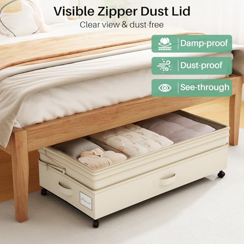 2Pack Height adjustable Under Bed Storage with Wheels (2 Count)