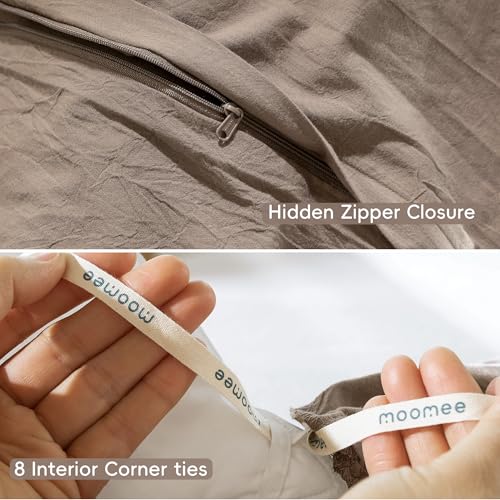 Duvet Cover Set 100% Washed Cotton Linen Like Cal King (16 Ounce)