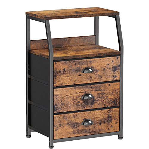 Nightstand with 3 Fabric Drawers