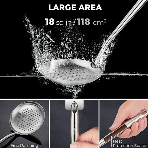 17" Stainless Steel Wok Spatula Ladle and Skimmer Spoon Set of 3 (3 Count)
