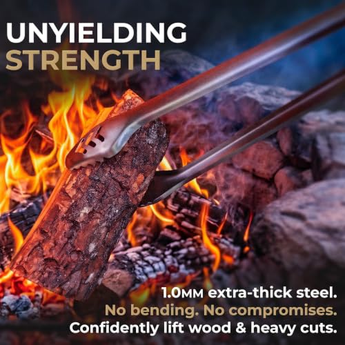 25 Inch Heavy Duty Metal Grill Tongs for Outdoor Grill & Log Fire