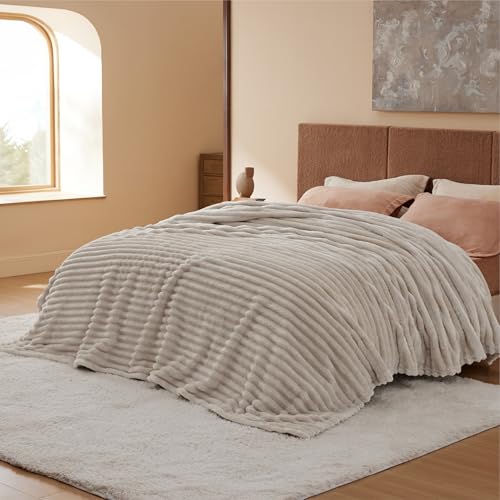 Soft Cal Size Blanket for Bed Beige 102"x96"