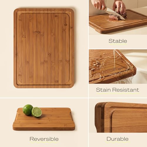Wooden Cutting Boards for Kitchen Meal Prep & Serving (4 Count)