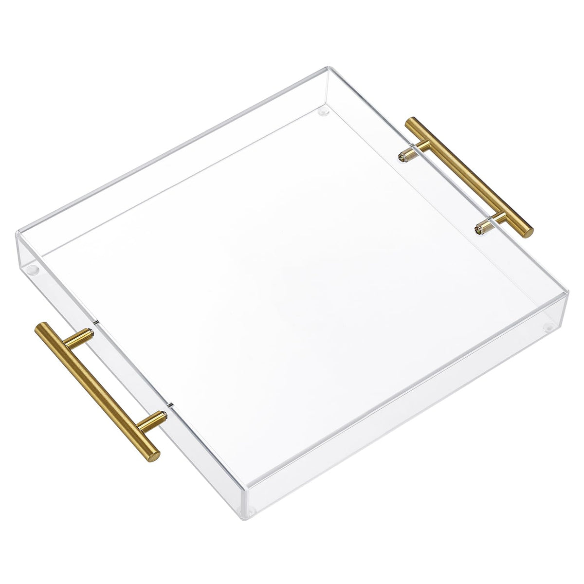 12"x12" Clear Acrylic Serving Tray with Golden Handles