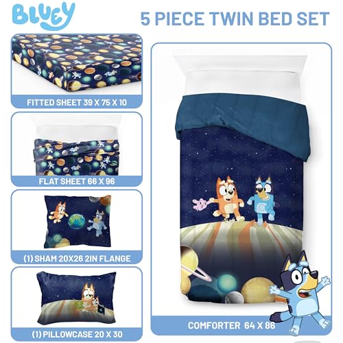 Bluey Bingo Twin Comforter Set 5 Piece Soft Kids Cartoon Bedding