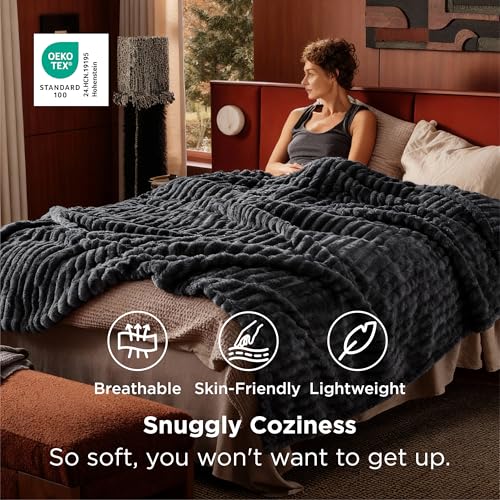 Soft King Size Blankets for Bed Grey 108"x90"