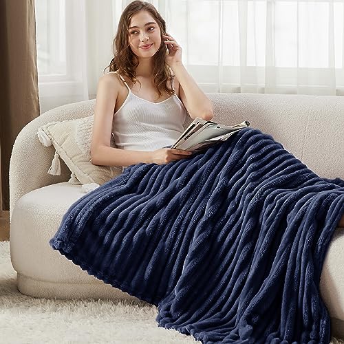 Soft Twin XL Blanket for Bed Dorm Navy Blue 66"x90"