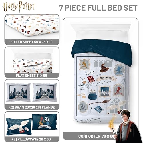 Harry Potter Full Comforter Set 7 Piece Soft Hogwarts Bedding
