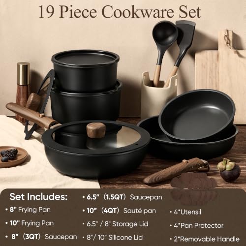 19pcs Pots and Pans Set Non Stick
