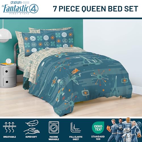 Marvel Fantastic Four Queen Comforter Set 7 Piece Superhero Bedding