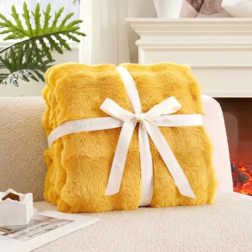 Faux Fur Throw Blanket for Couch