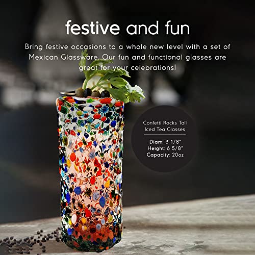Confetti Rocks 20 oz Tall Iced Tea Glasses (6 Count)