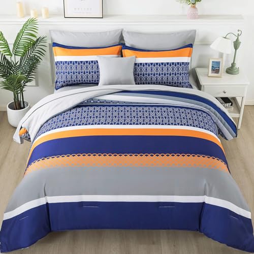 8 Pieces Bed in a Bag Stripe Comforter Set King Size