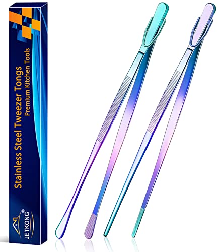 2 Pcs 12 Inch Culinary Tweezers Food Tweezers Kitchen Tweezer Tongs for Cooking (2 Count)
